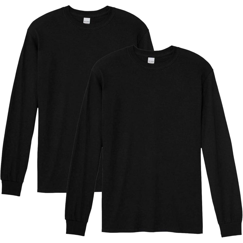 imageGildan Adult Heavy Cotton Long Sleeve TShirt Style G5400 2PackBlack