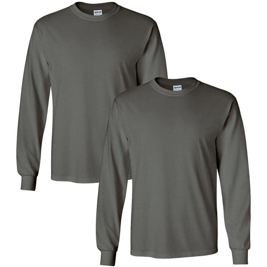 imageGildan Adult Heavy Cotton Long Sleeve TShirt Style G5400 2PackCharcoal
