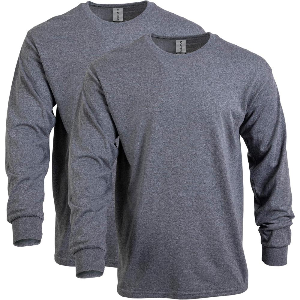 imageGildan Adult Heavy Cotton Long Sleeve TShirt Style G5400 2PackGraphite Heather