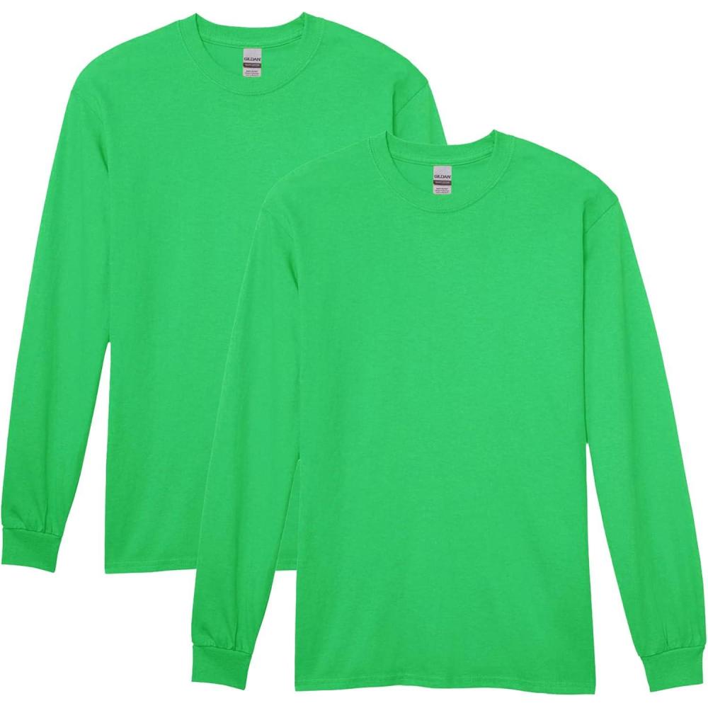 imageGildan Adult Heavy Cotton Long Sleeve TShirt Style G5400 2PackIrish Green