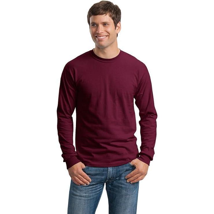 imageGildan Adult Heavy Cotton Long Sleeve TShirt Style G5400 2PackMaroon