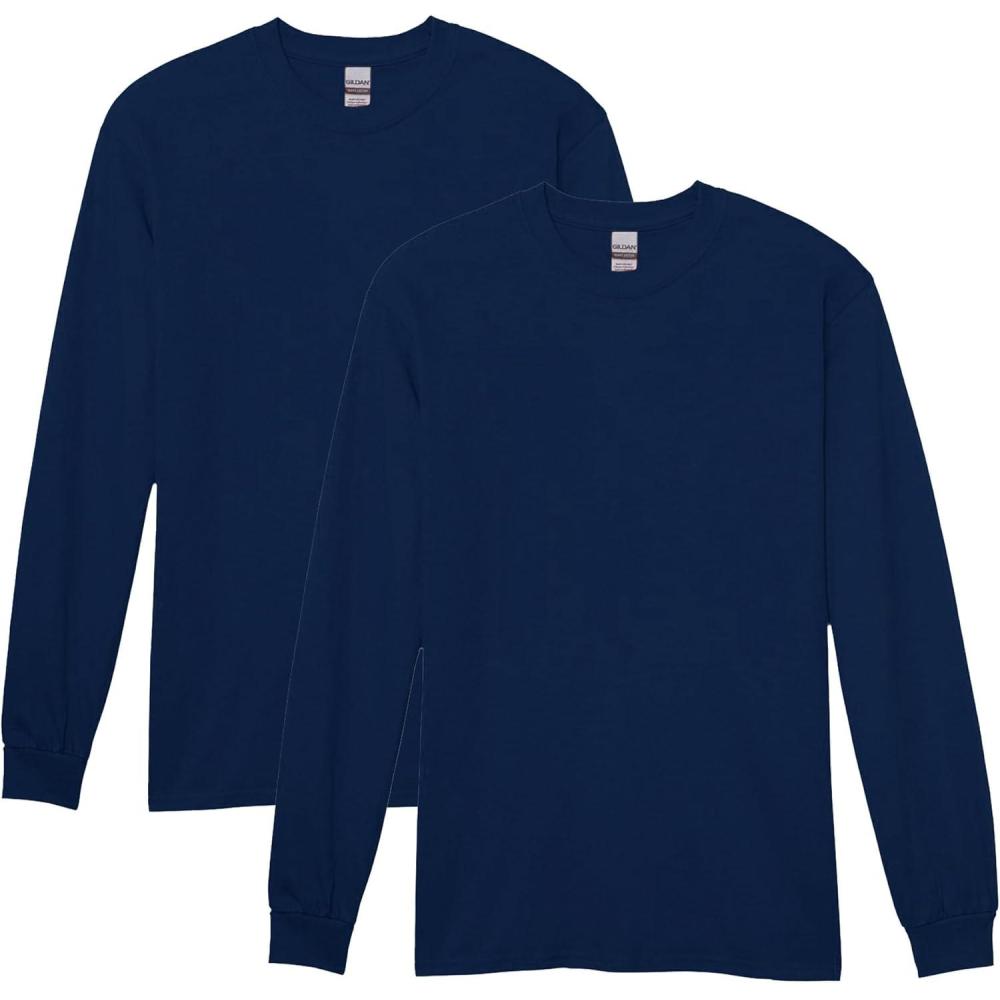 imageGildan Adult Heavy Cotton Long Sleeve TShirt Style G5400 2PackNavy