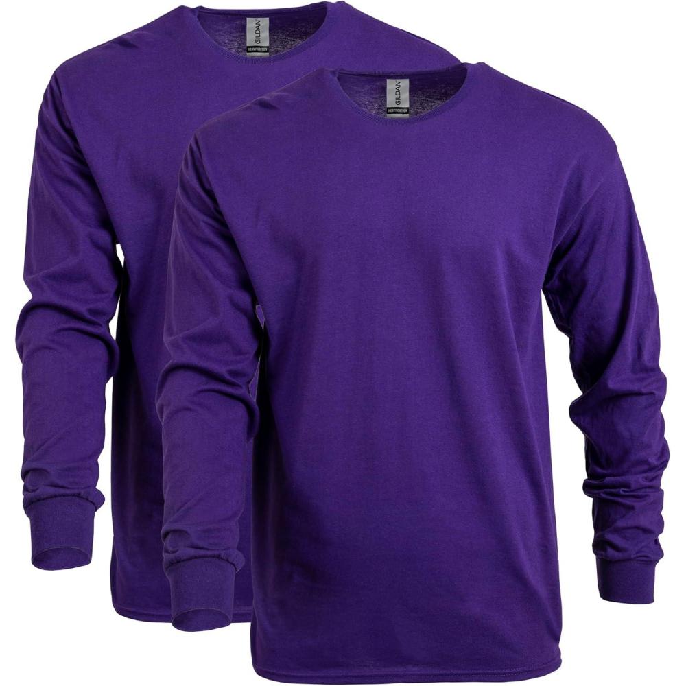 imageGildan Adult Heavy Cotton Long Sleeve TShirt Style G5400 2PackPurple