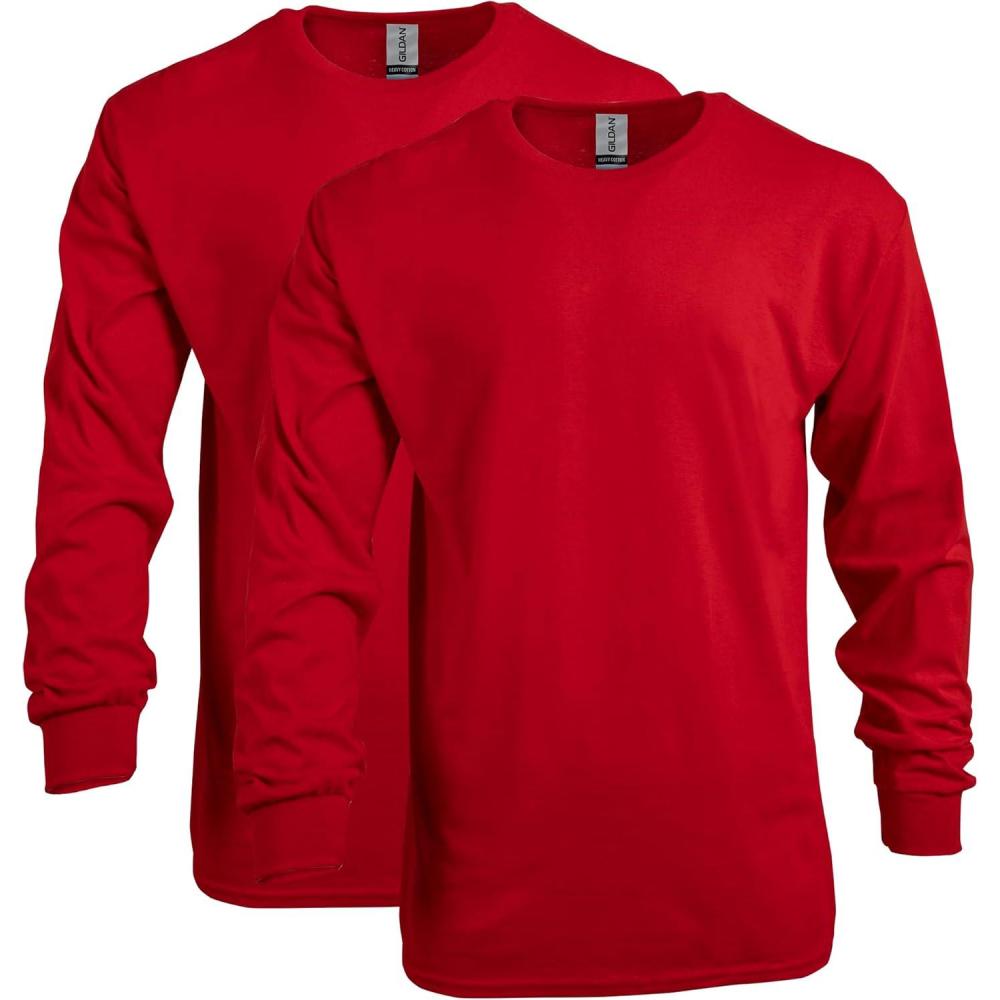 imageGildan Adult Heavy Cotton Long Sleeve TShirt Style G5400 2PackRed