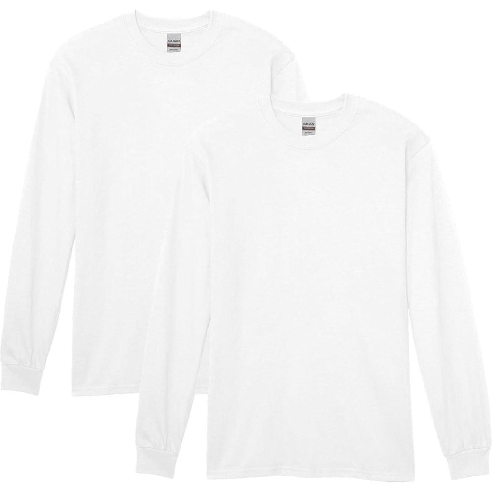 imageGildan Adult Heavy Cotton Long Sleeve TShirt Style G5400 2PackWhite