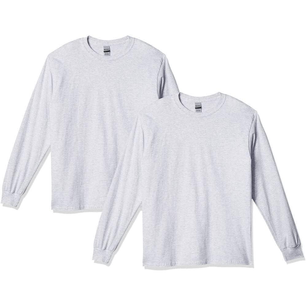 imageGildan Adult Ultra Cotton Long Sleeve TShirt Style G2400 MultipackAsh Grey 2pack