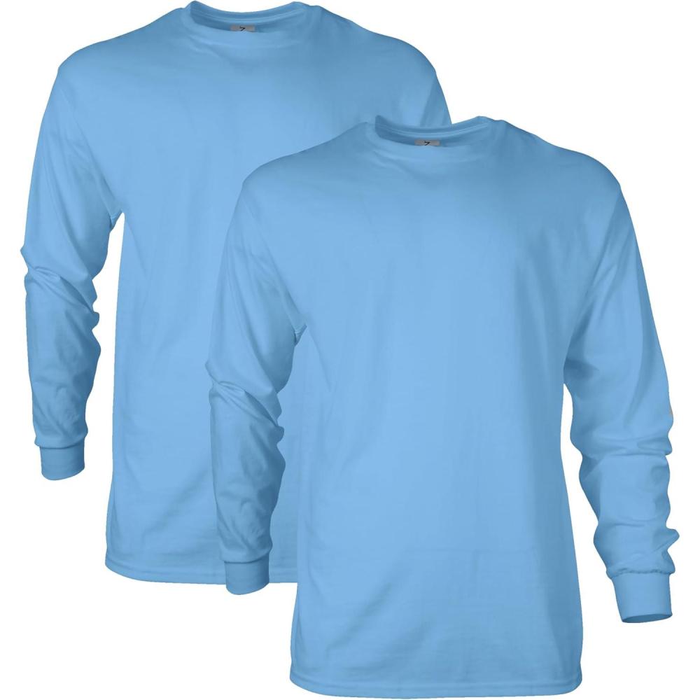 imageGildan Adult Ultra Cotton Long Sleeve TShirt Style G2400 MultipackCarolina Blue 2pack