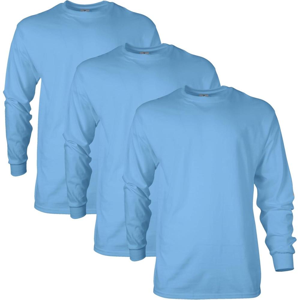 imageGildan Adult Ultra Cotton Long Sleeve TShirt Style G2400 MultipackCarolina Blue 3pack