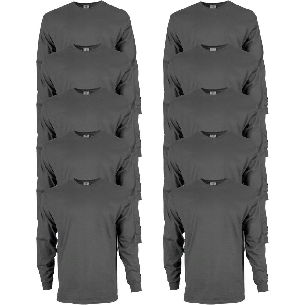 imageGildan Adult Ultra Cotton Long Sleeve TShirt Style G2400 MultipackCharcoal 10pack