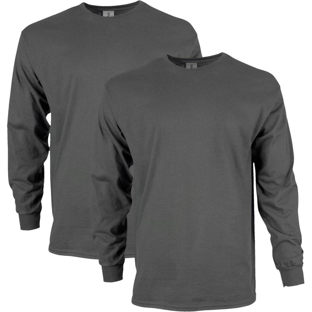 imageGildan Adult Ultra Cotton Long Sleeve TShirt Style G2400 MultipackCharcoal 2pack