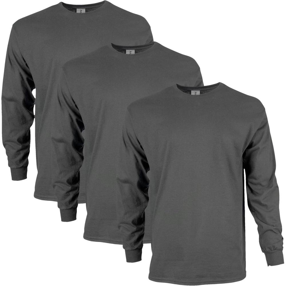 imageGildan Adult Ultra Cotton Long Sleeve TShirt Style G2400 MultipackCharcoal 3pack
