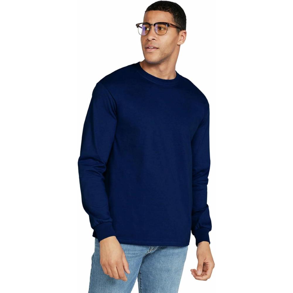 imageGildan Adult Ultra Cotton Long Sleeve TShirt Style G2400 MultipackNavy 72pack