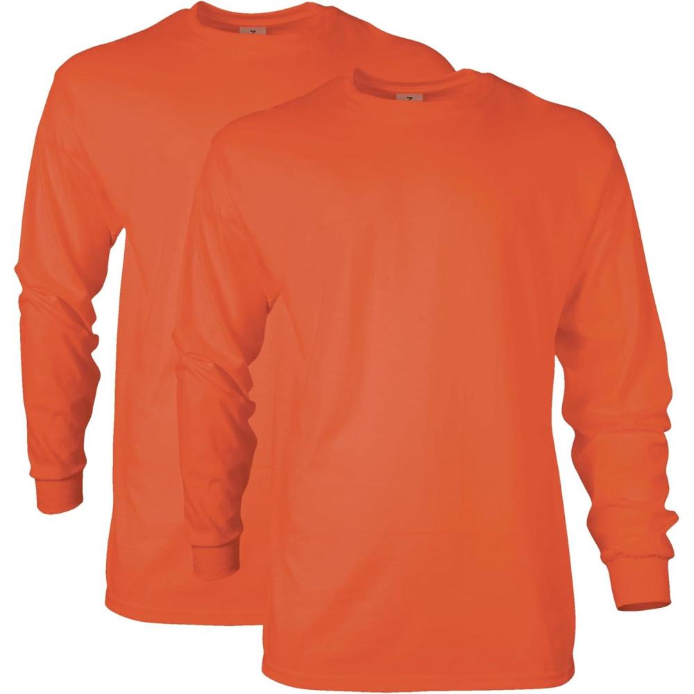 imageGildan Adult Ultra Cotton Long Sleeve TShirt Style G2400 MultipackOrange 2pack