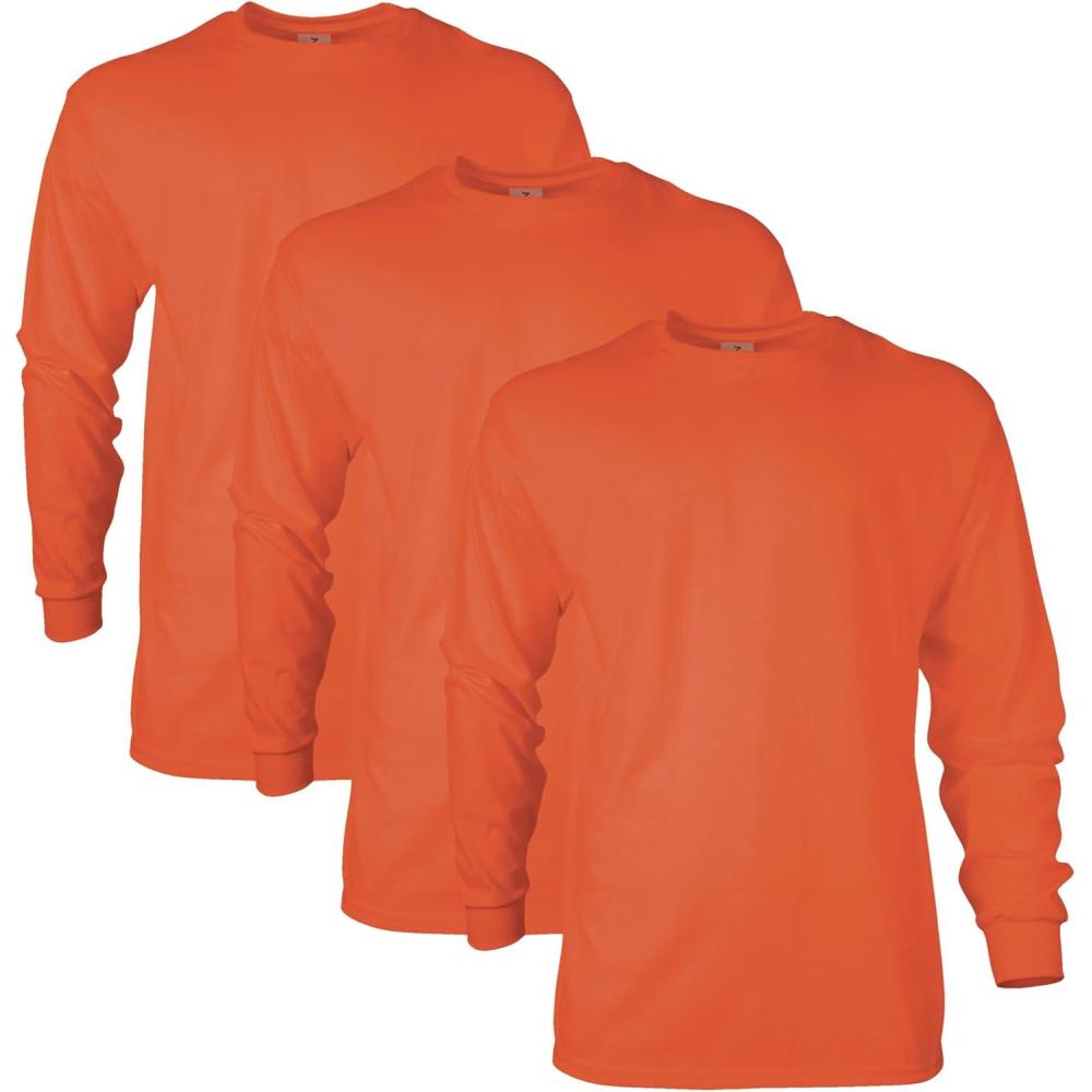 imageGildan Adult Ultra Cotton Long Sleeve TShirt Style G2400 MultipackOrange 3pack