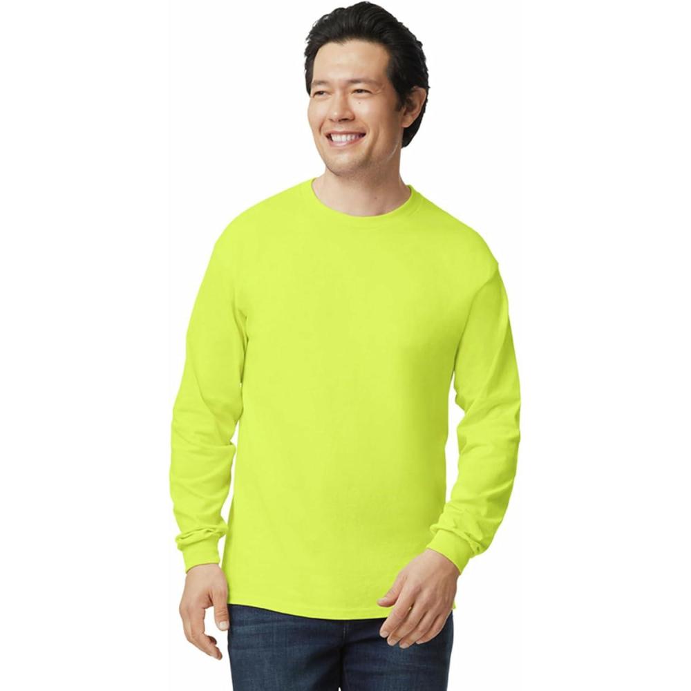 imageGildan Adult Ultra Cotton Long Sleeve TShirt Style G2400 MultipackSafety Green 72pack
