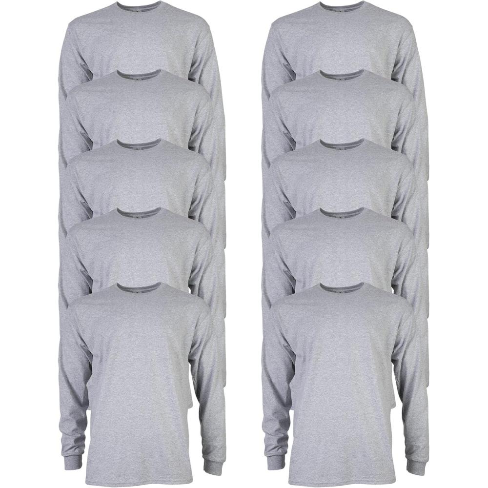 imageGildan Adult Ultra Cotton Long Sleeve TShirt Style G2400 MultipackSport Grey 10pack