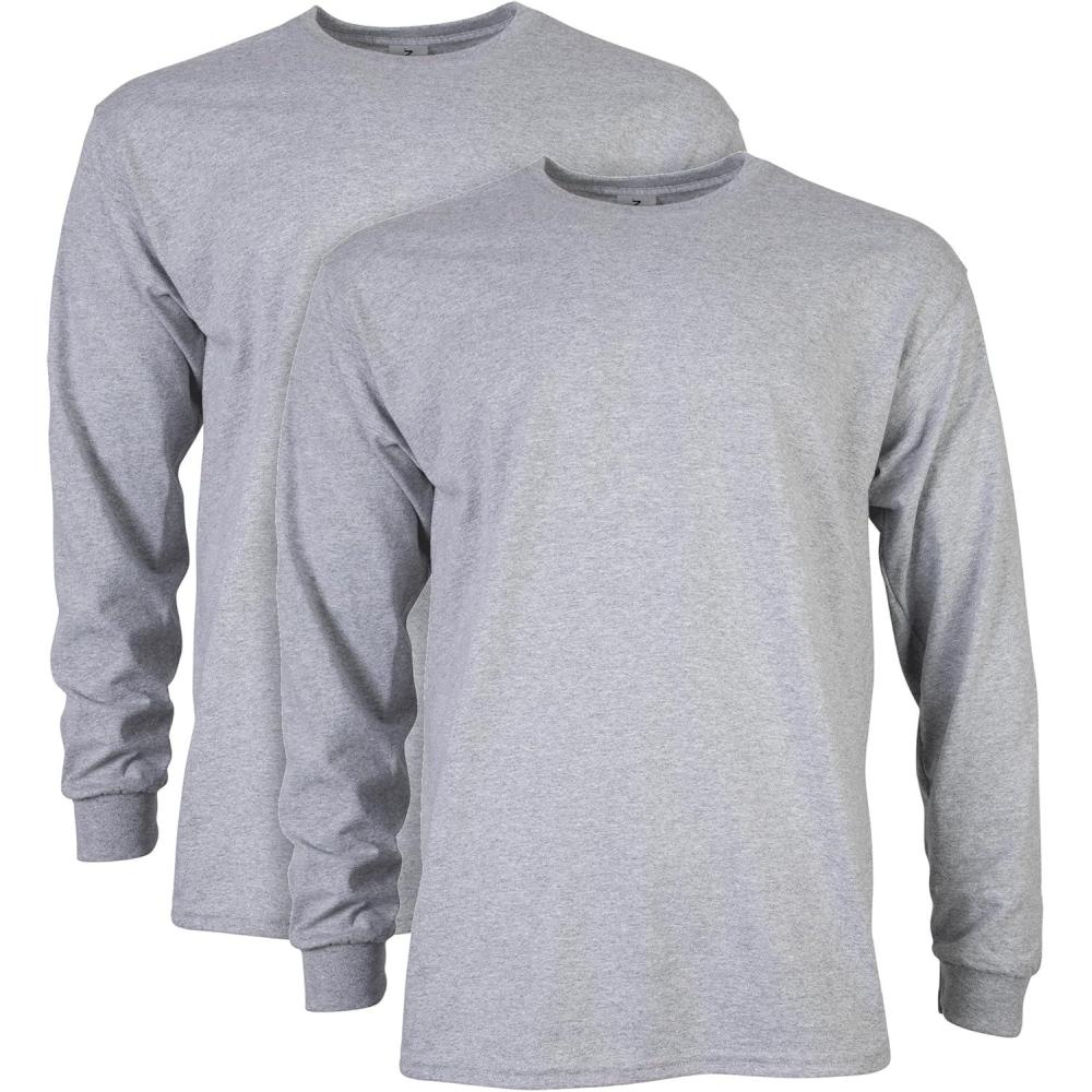 imageGildan Adult Ultra Cotton Long Sleeve TShirt Style G2400 MultipackSport Grey 2pack