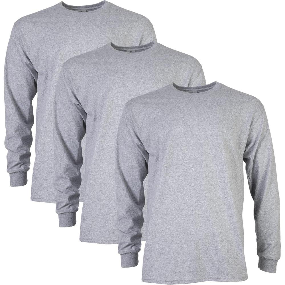 imageGildan Adult Ultra Cotton Long Sleeve TShirt Style G2400 MultipackSport Grey 3pack