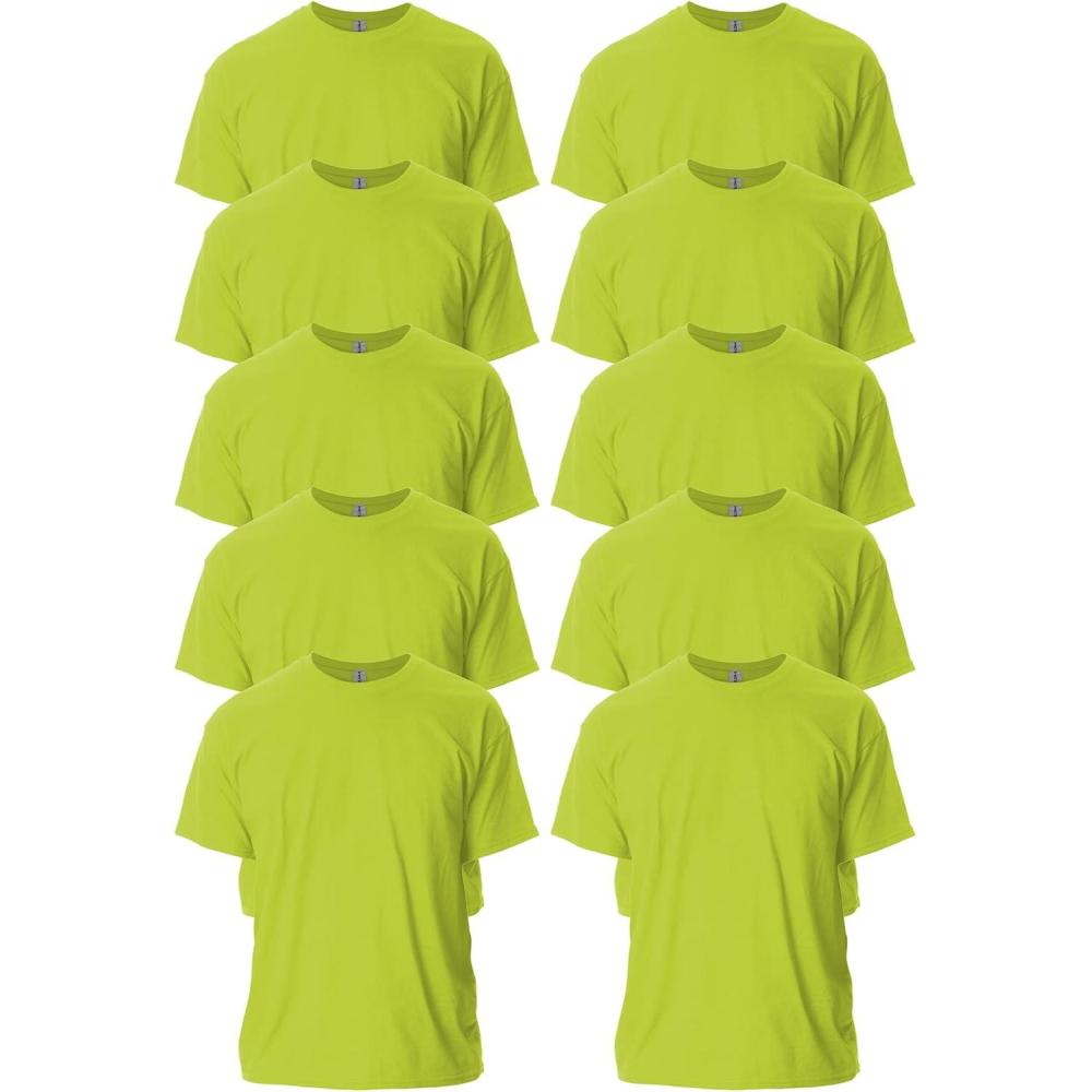 imageGildan Adult Ultra Cotton TShirt Style G2000 MultipackSafety Green 10pack