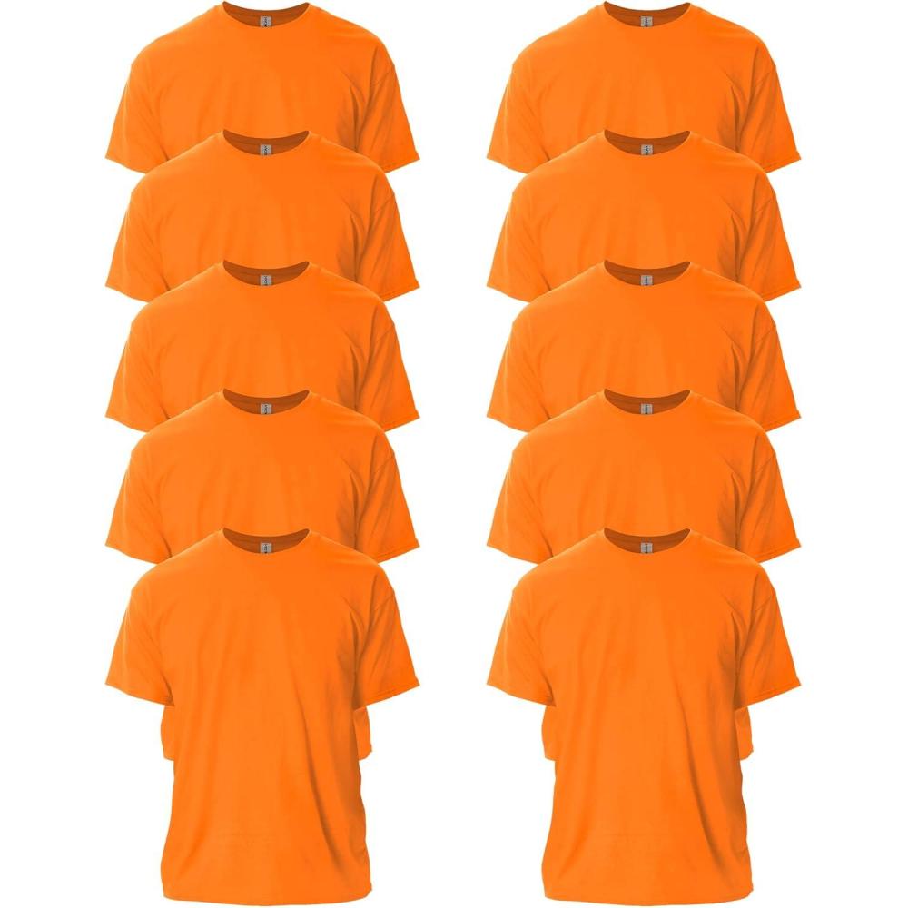 imageGildan Adult Ultra Cotton TShirt Style G2000 MultipackSafety Orange 10pack
