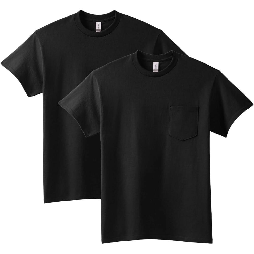 imageGildan Adult Ultra Cotton TShirt with Pocket Style G2300 2PackBlack