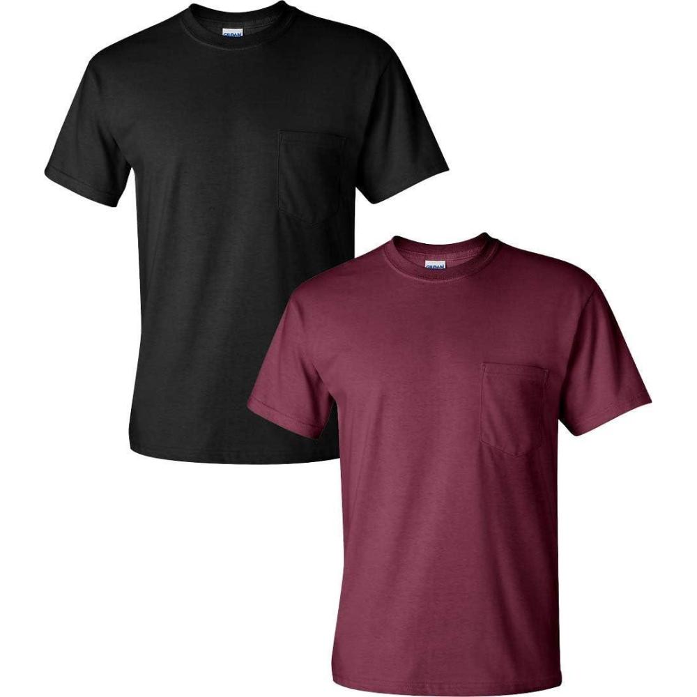 imageGildan Adult Ultra Cotton TShirt with Pocket Style G2300 2PackBlackMaroon