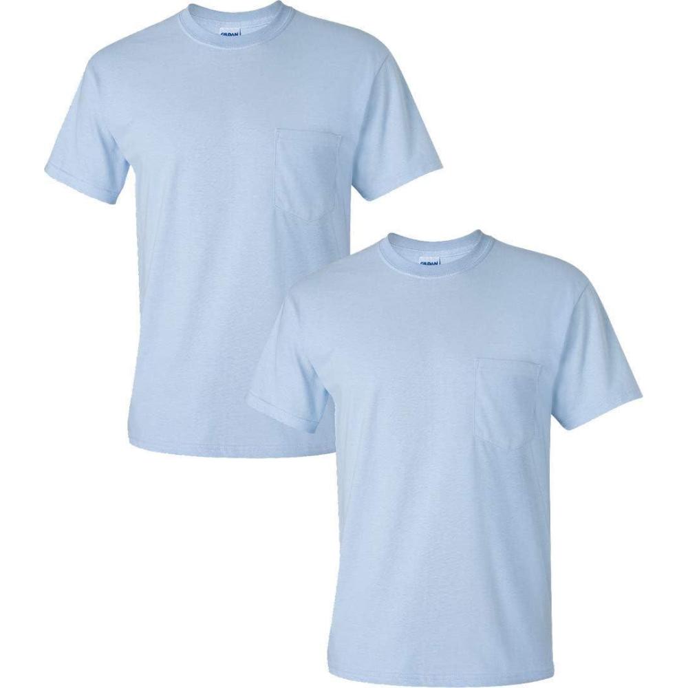 imageGildan Adult Ultra Cotton TShirt with Pocket Style G2300 2PackLight Blue