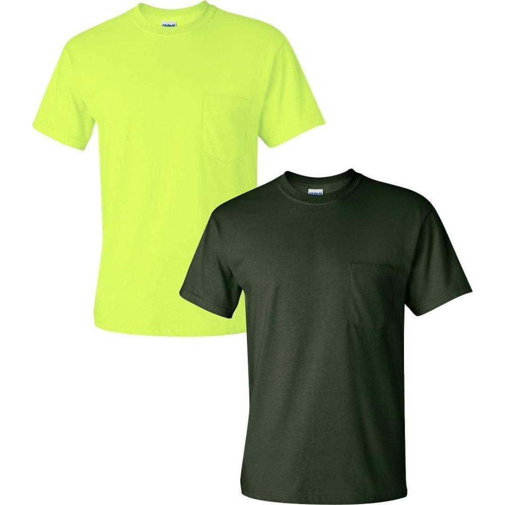 imageGildan Adult Ultra Cotton TShirt with Pocket Style G2300 2PackSafetygreenForest