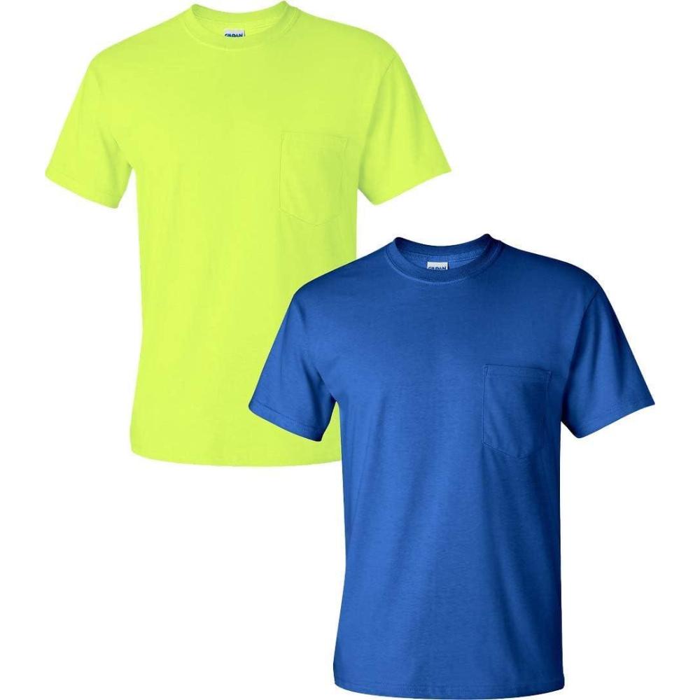 imageGildan Adult Ultra Cotton TShirt with Pocket Style G2300 2PackSafetygreenRoyal