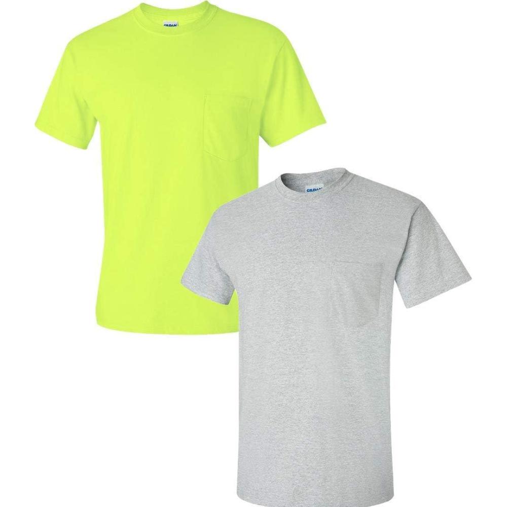 imageGildan Adult Ultra Cotton TShirt with Pocket Style G2300 2PackSafetygreenSportgrey