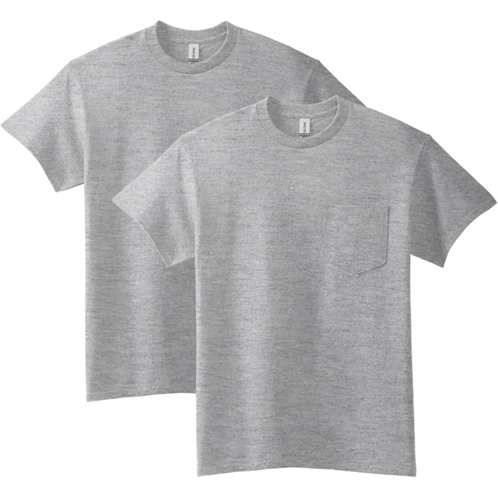 imageGildan Adult Ultra Cotton TShirt with Pocket Style G2300 2PackSport Grey