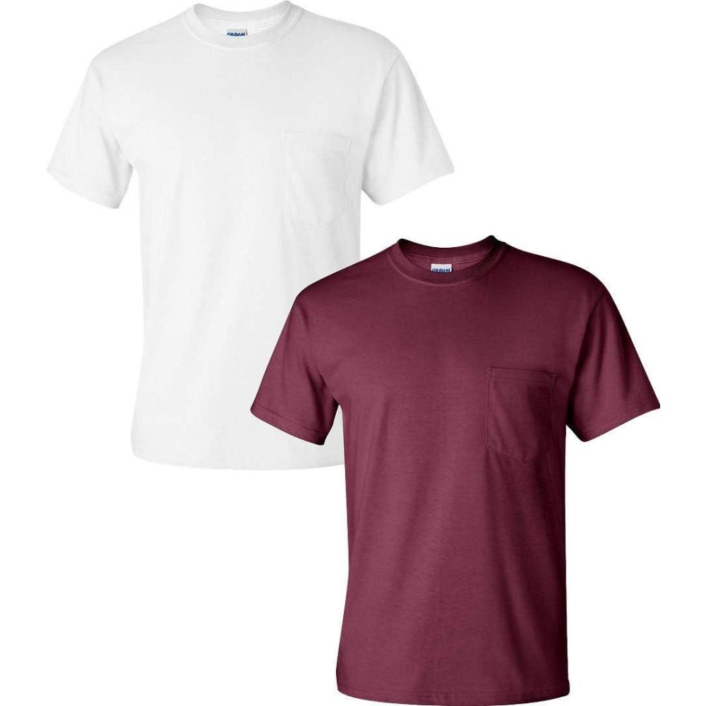 imageGildan Adult Ultra Cotton TShirt with Pocket Style G2300 2PackWhiteMaroon