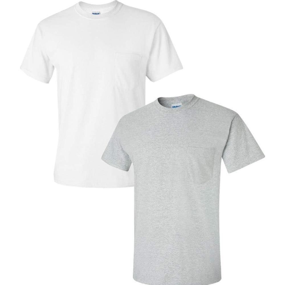 imageGildan Adult Ultra Cotton TShirt with Pocket Style G2300 2PackWhiteSportgrey