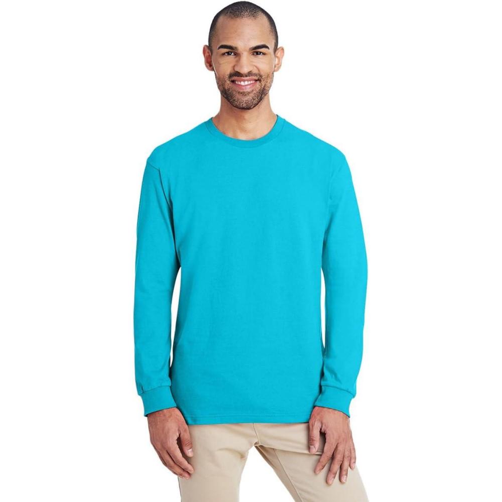 imageGildan Hammer Adult Long Sleeve TShirt 2Pack Style GH400Lagoon Blue