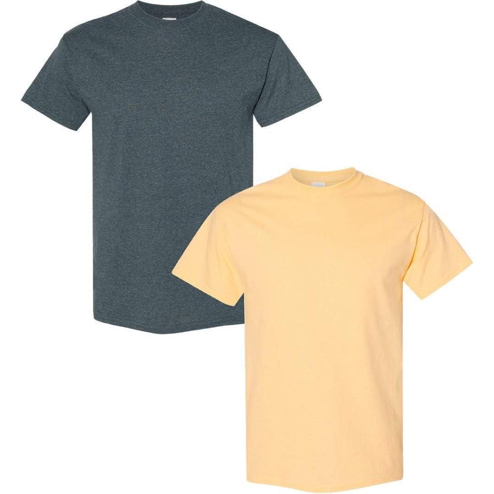 imageGildan Hammer Adult TShirt 2Pack Style GH0001 Dark Heather  1 Yellow Haze