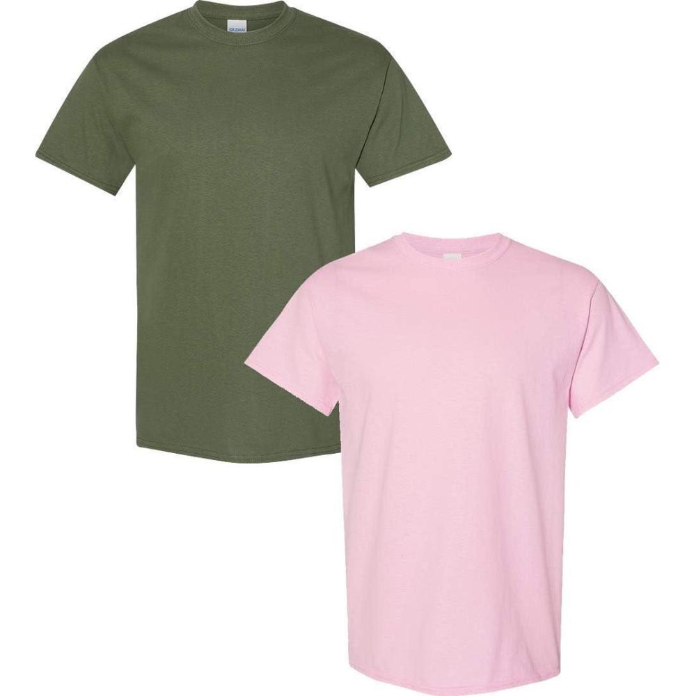 imageGildan Hammer Adult TShirt 2Pack Style GH0001 Military Green  1 Light Pink