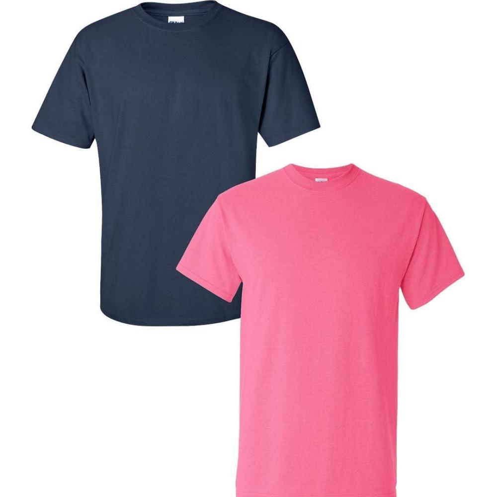 imageGildan Hammer Adult TShirt 2Pack Style GH0001 Navy  1 Safety Pink