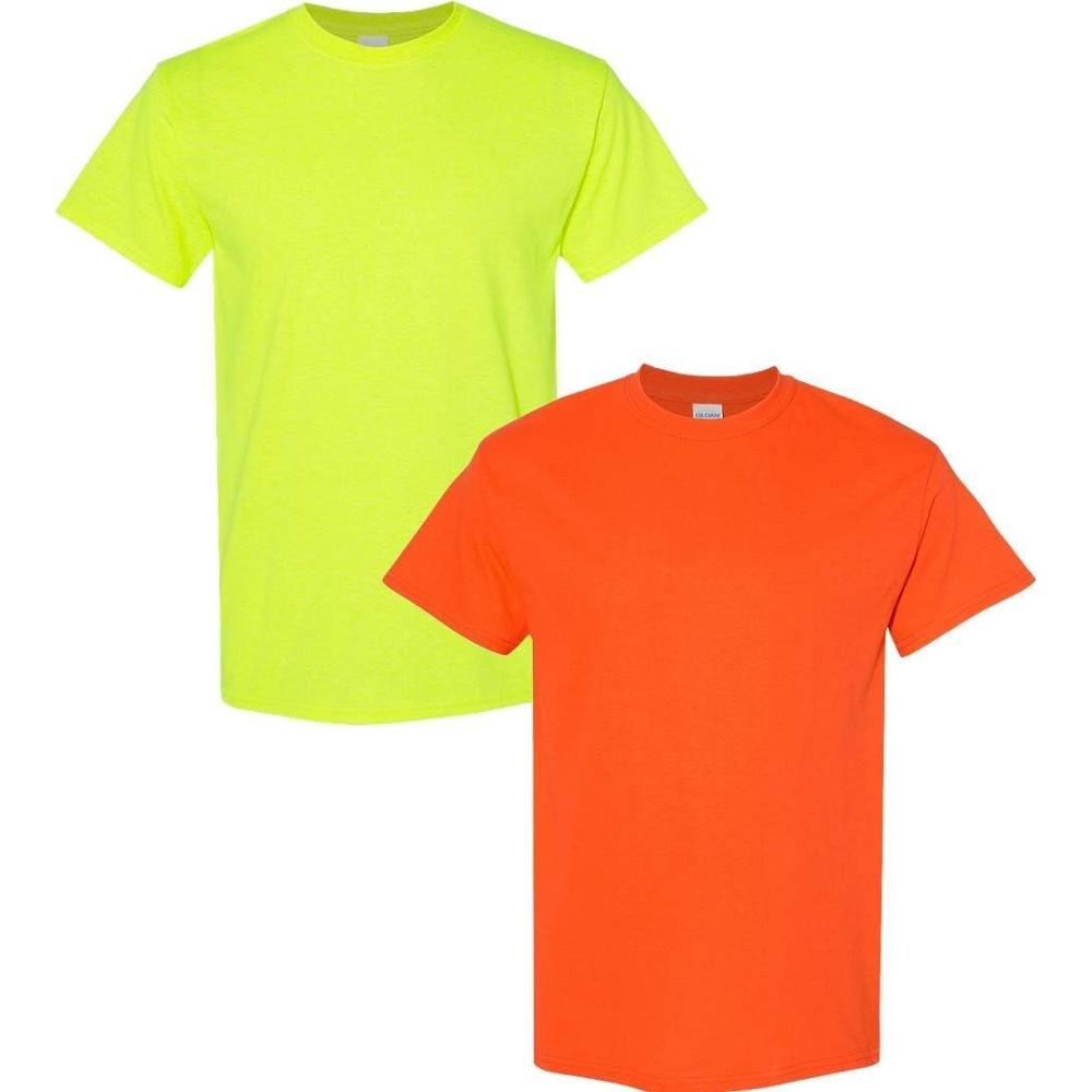 imageGildan Hammer Adult TShirt 2Pack Style GH0001 Safety Green  1 Orange
