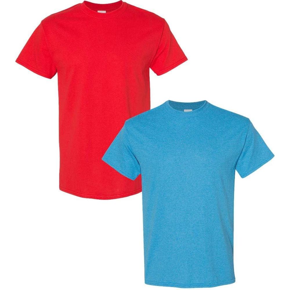 imageGildan Hammer Adult TShirt 2Pack Style GH000Redheather Sapphire