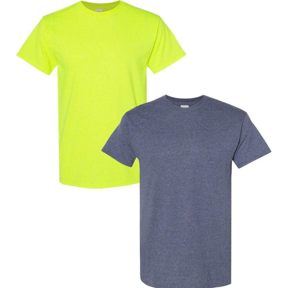 imageGildan Hammer Adult TShirt 2Pack Style GH000Safety Greenheather Navy