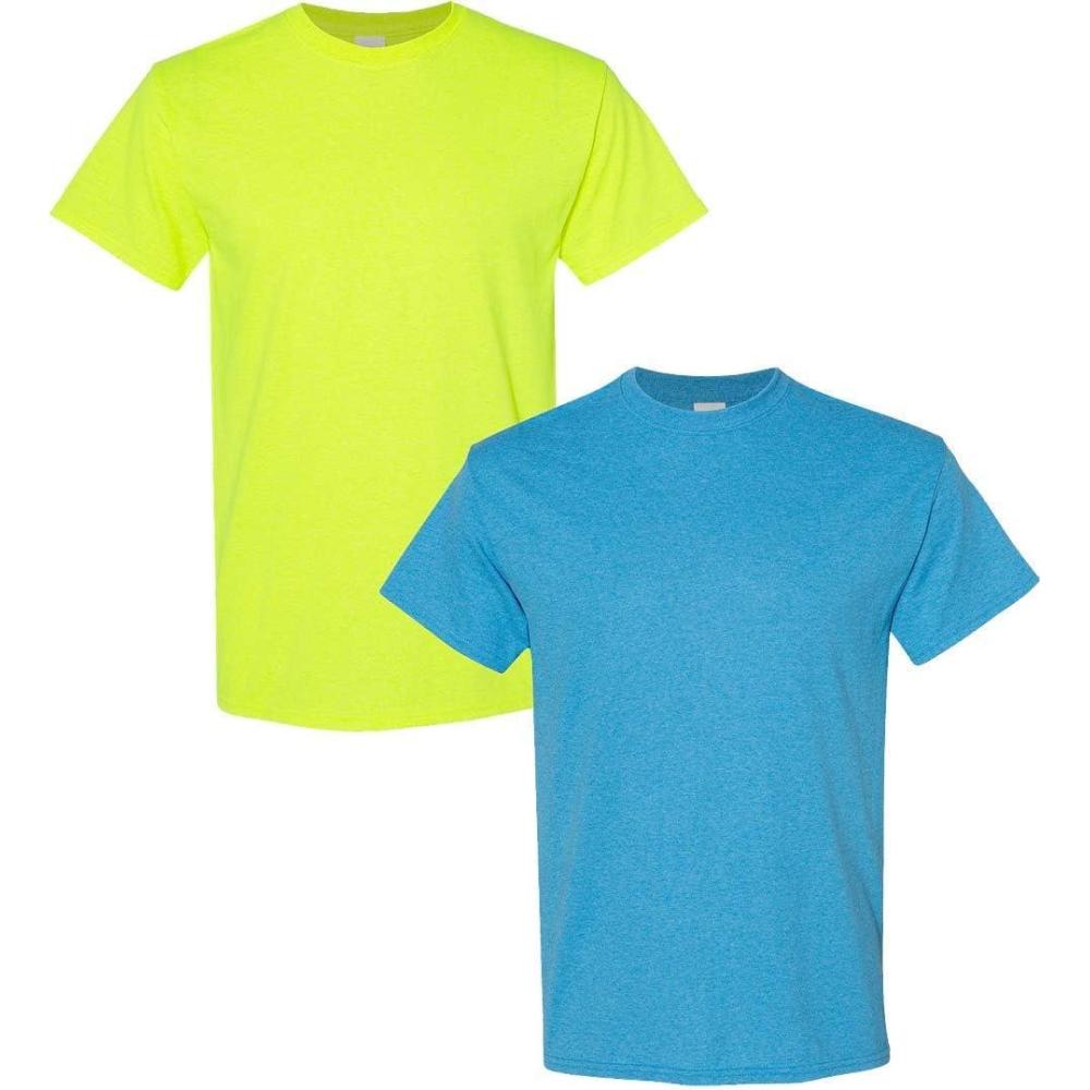 imageGildan Hammer Adult TShirt 2Pack Style GH000Safety Greenheather Sapphire