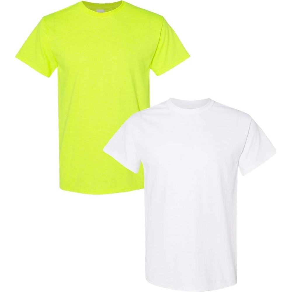 imageGildan Hammer Adult TShirt 2Pack Style GH000Safety Greenwhite