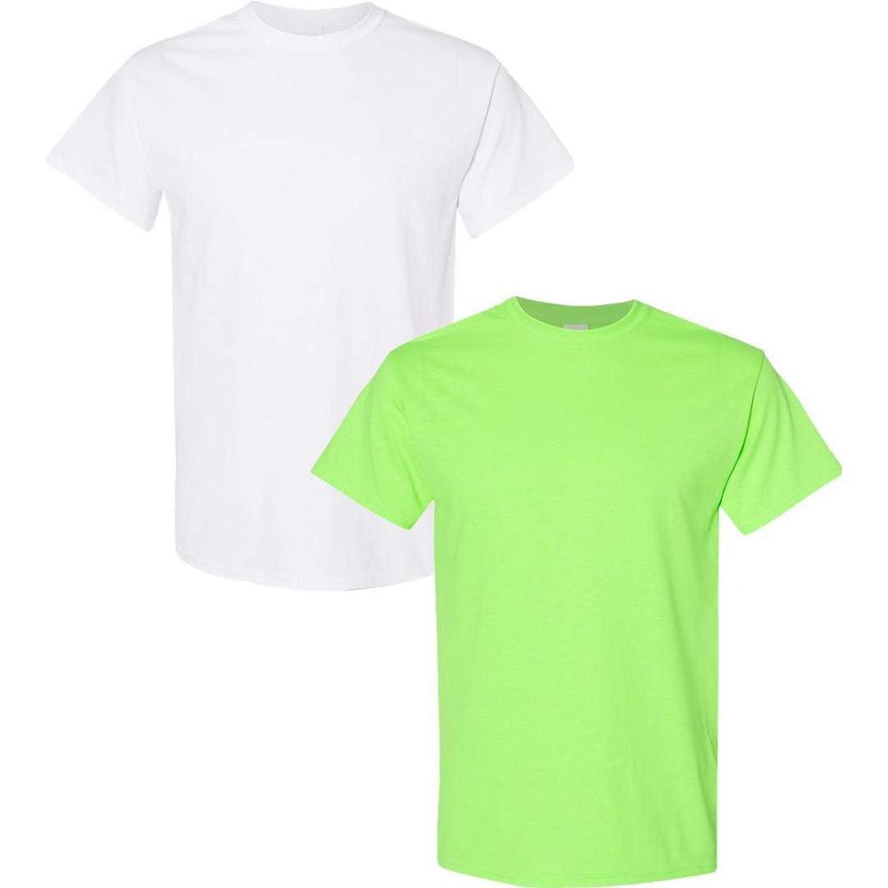 imageGildan Hammer Adult TShirt 2Pack Style GH000White  Neon Green