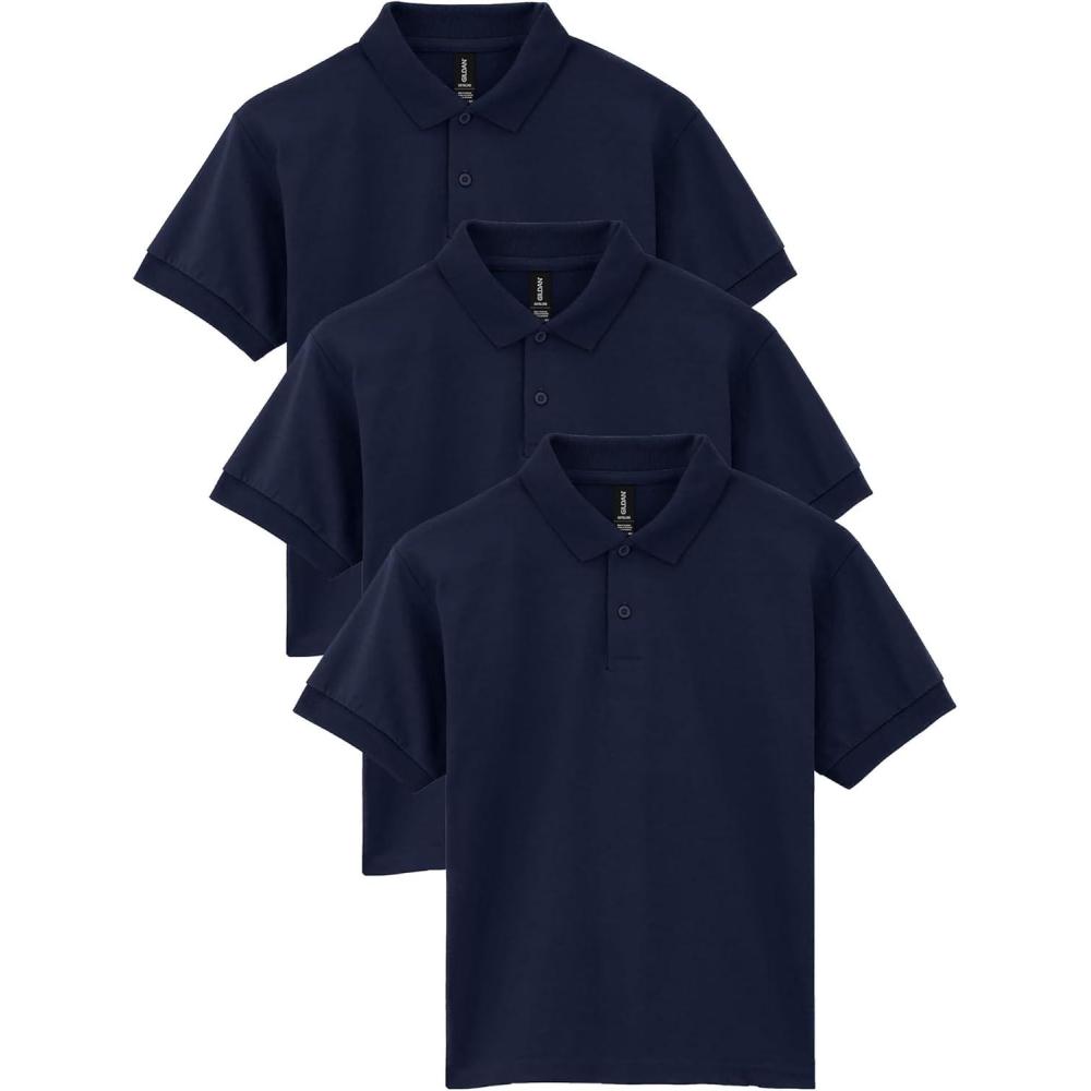 imageGildan Kids DryBlend Short Sleeve Polo Style G8800b 3PackNavy