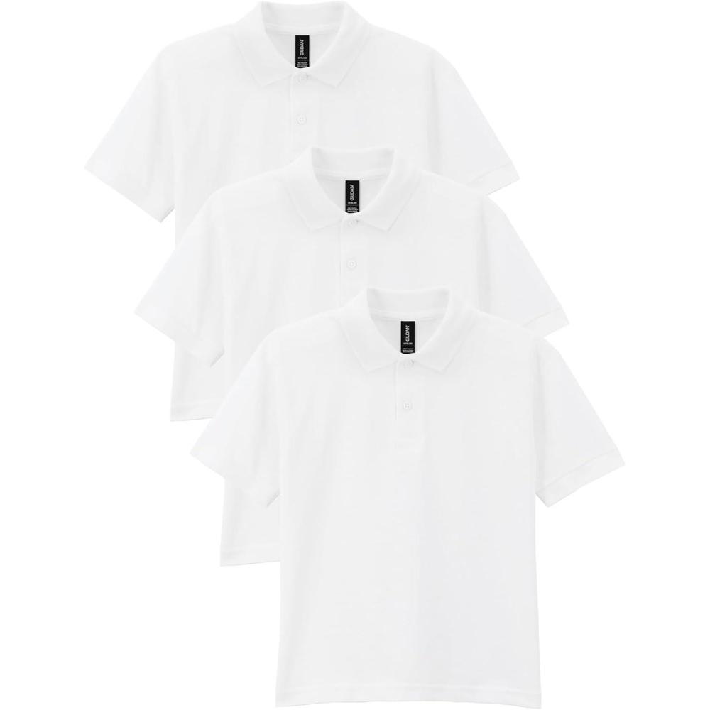 imageGildan Kids DryBlend Short Sleeve Polo Style G8800b 3PackWhite