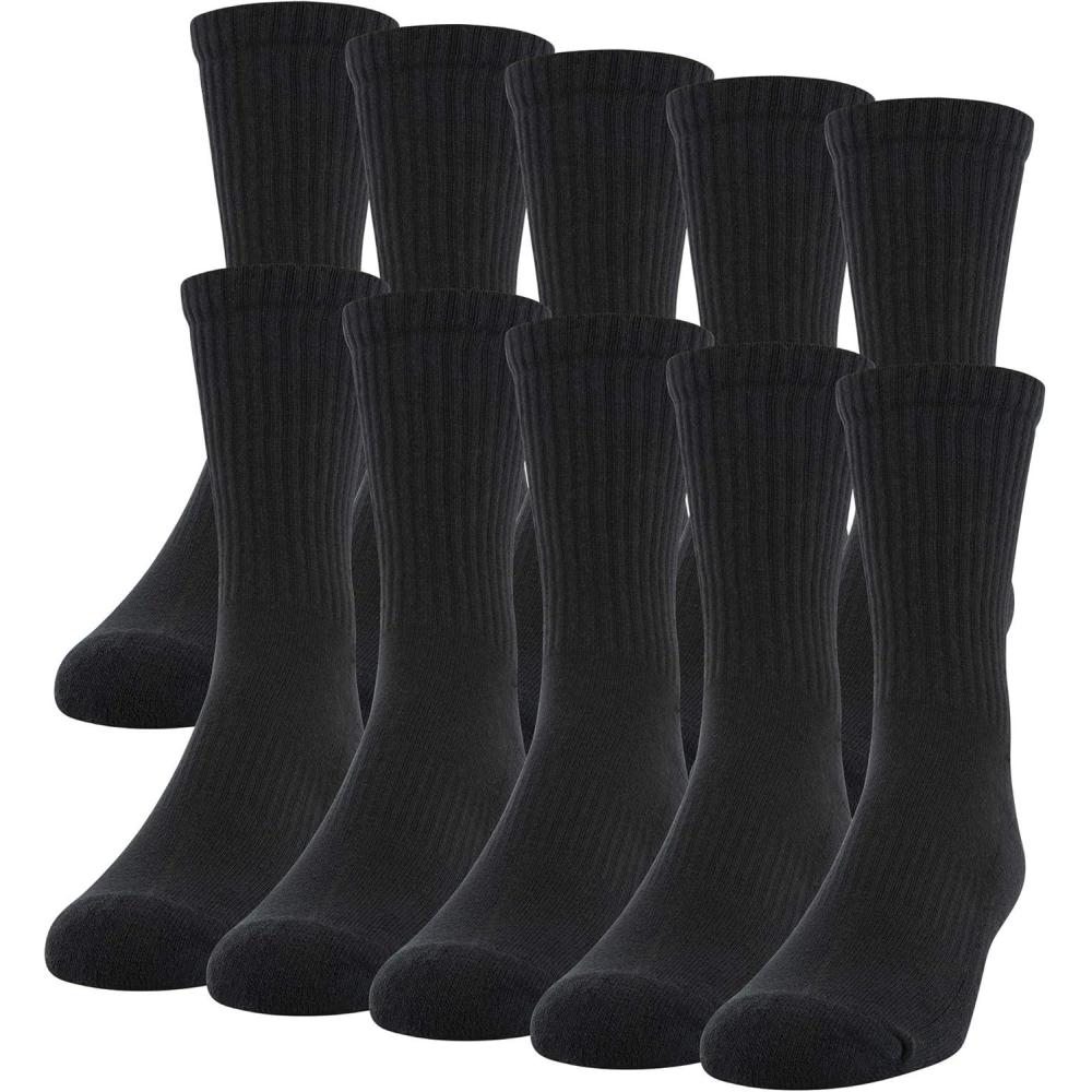 imageGildan Mens Active Cotton Crew Socks 10PackBlack