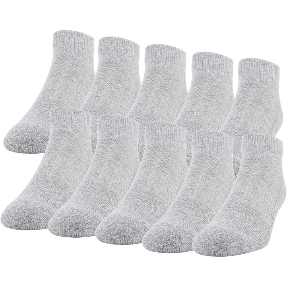 imageGildan Mens Active Cotton Low Cut Socks 10PairsGrey Heather