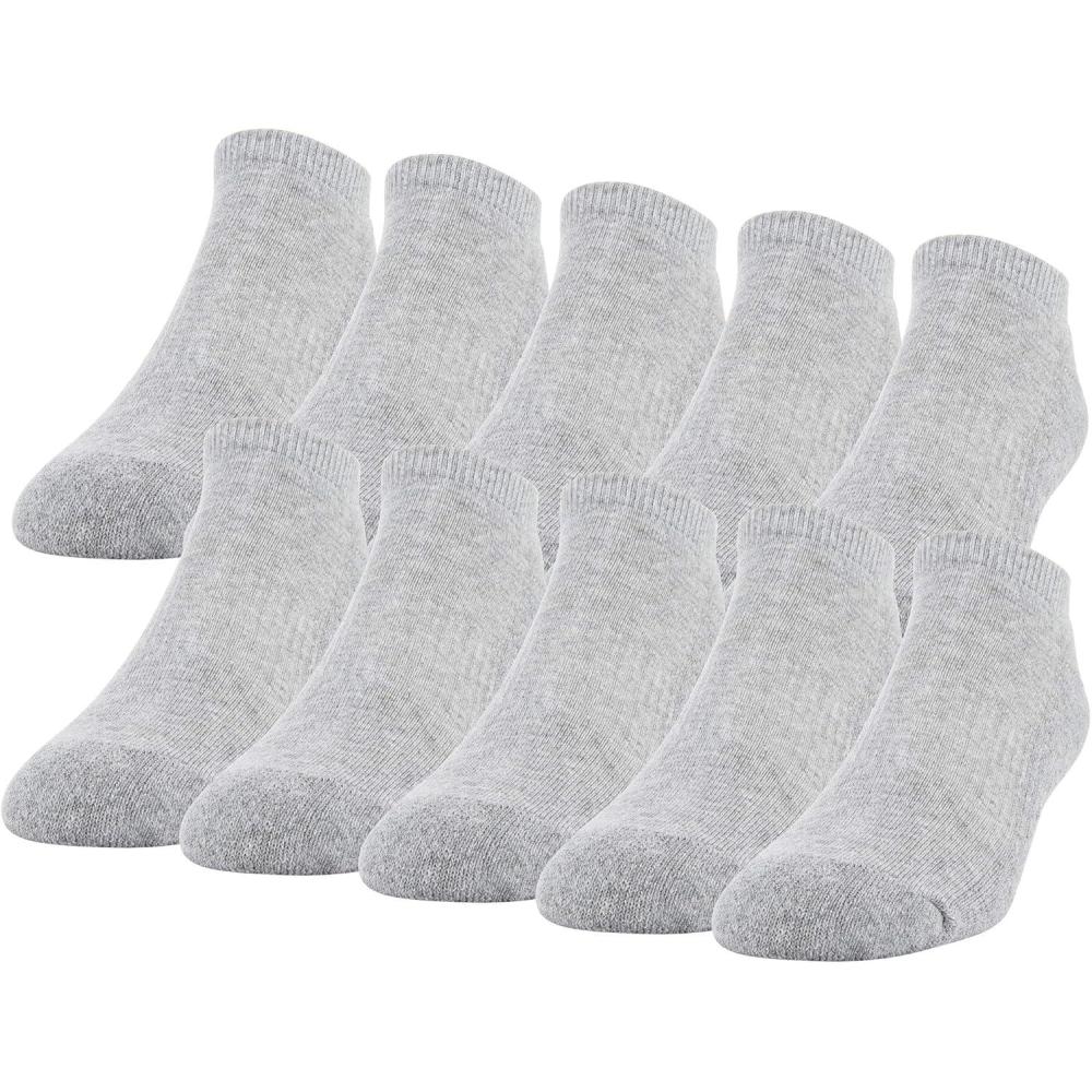 imageGildan Mens Active Cotton No Show Socks 10PackGrey Heather