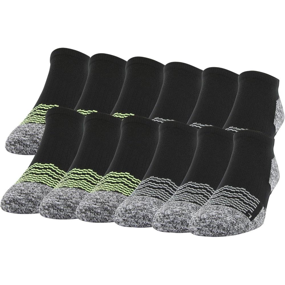 imageGildan Mens Active Strategic Cushion No Show Socks MultipairsBlackAcid 12pairs
