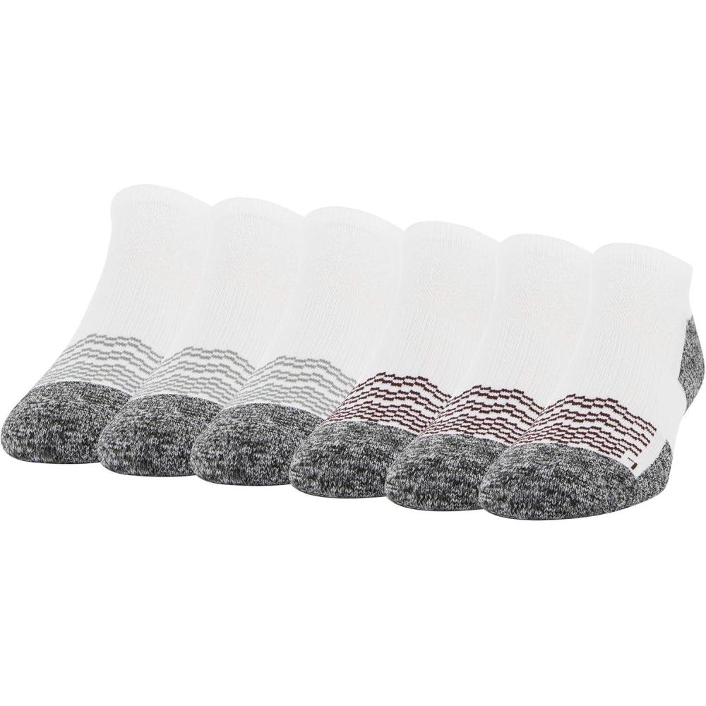 imageGildan Mens Active Strategic Cushion No Show Socks MultipairsWhiteGreyMerlot 6pairs